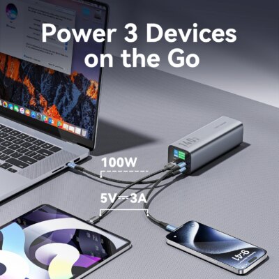 Vention 140W Power Bank 27000mAh Portable Power Bank PD Fast Charging for Laptop Notebook Xiaomi 13 Fast Charge External Battery - Image 3