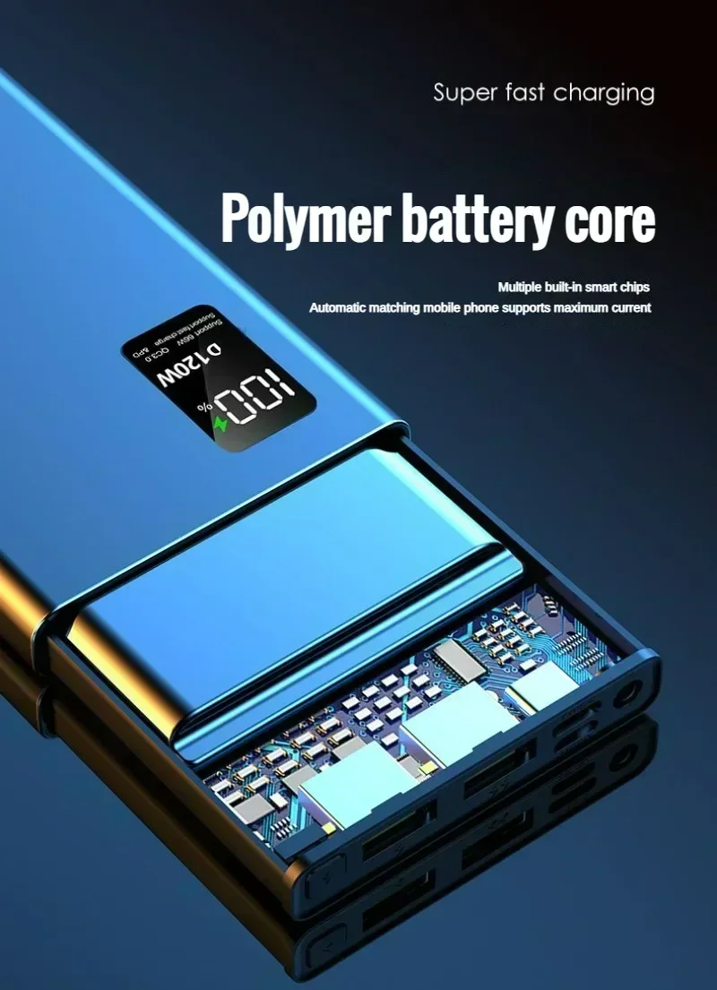 80000mAh Power Bank 120W Super Fast Charging 100% Sufficient Capacity Portable Battery Charger Digital Display For iPhone Xiaomi