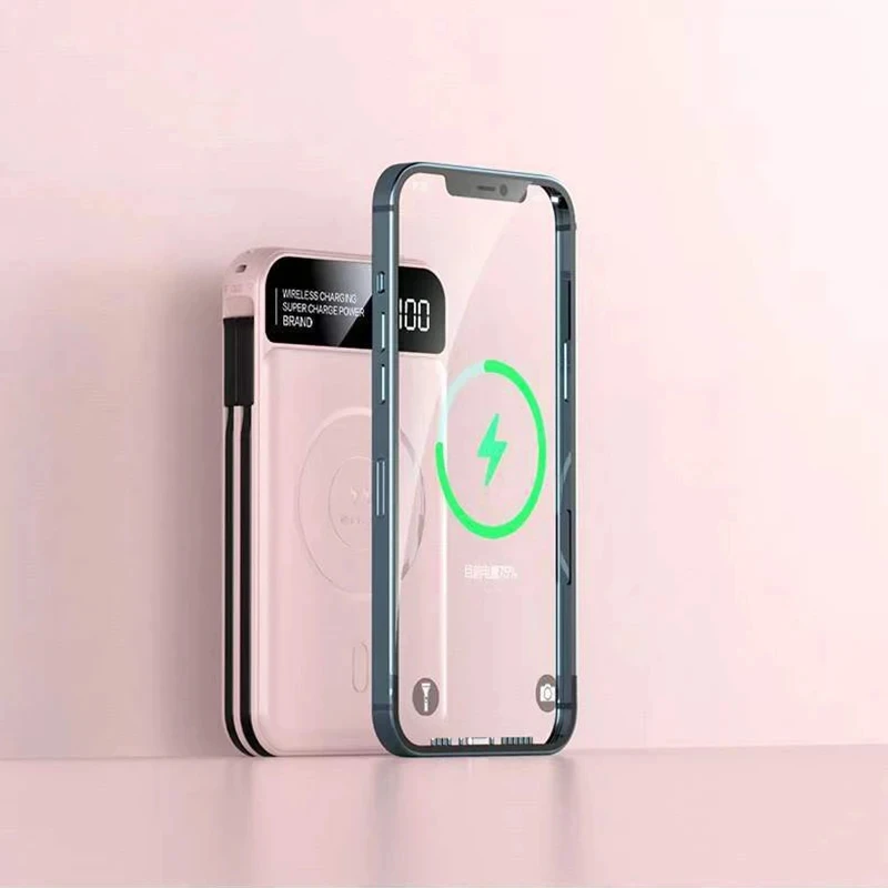 Xiaomi 50000mAh Power Bank Wireless Charging Magsafe Power Bank Magnetic Charging Built-in Cable For Iphone Huawei Samsung