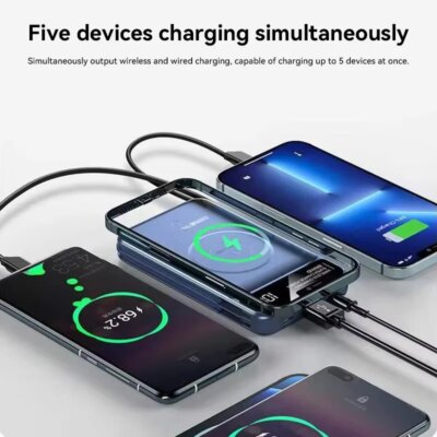 Xiaomi 50000mAh Power Bank Wireless Charging Magsafe Power Bank Magnetic Charging Built-in Cable For Iphone Huawei Samsung - Image 4