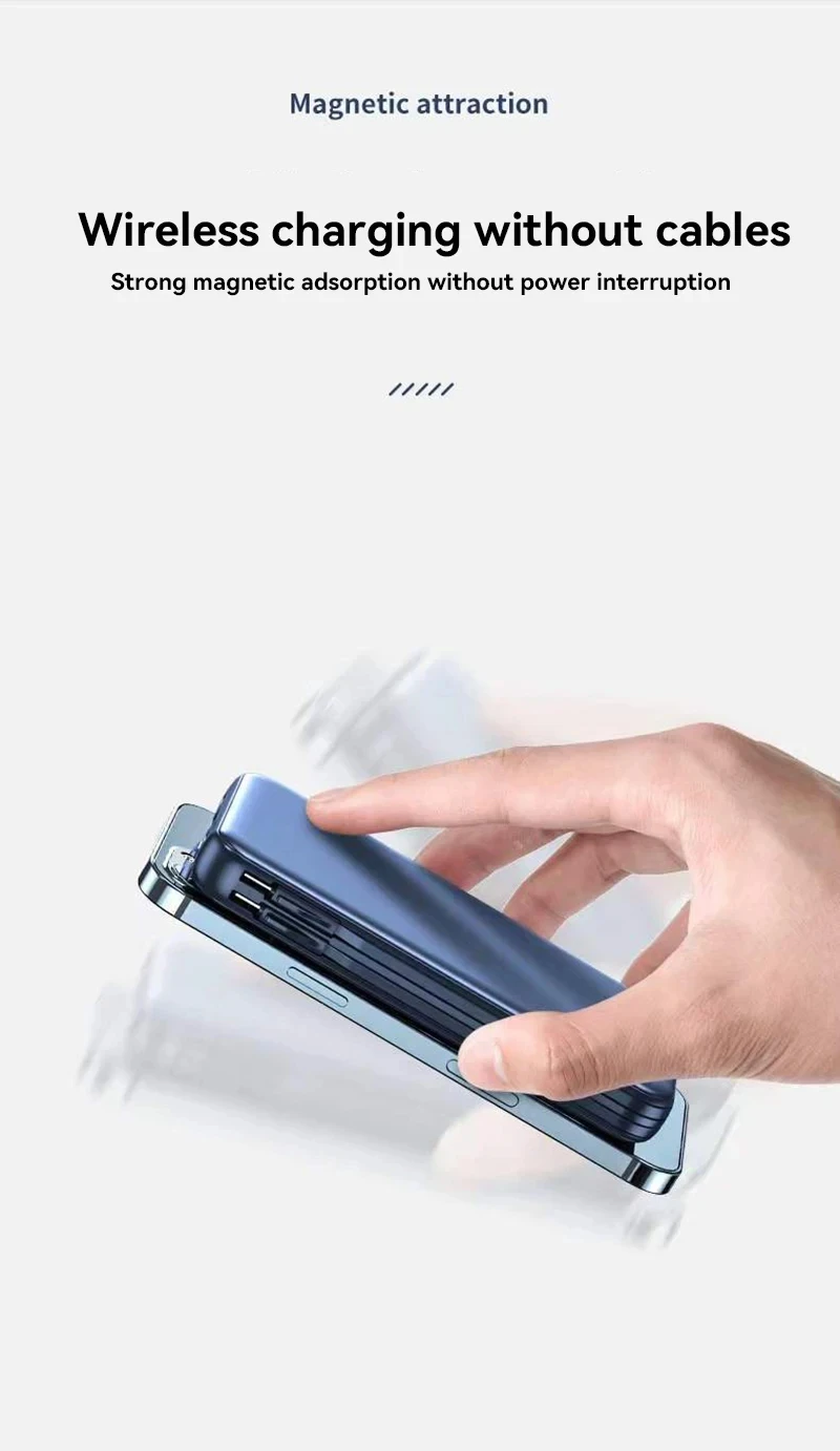 Xiaomi 50000mAh Power Bank Wireless Charging Magsafe Power Bank Magnetic Charging Built-in Cable For Iphone Huawei Samsung