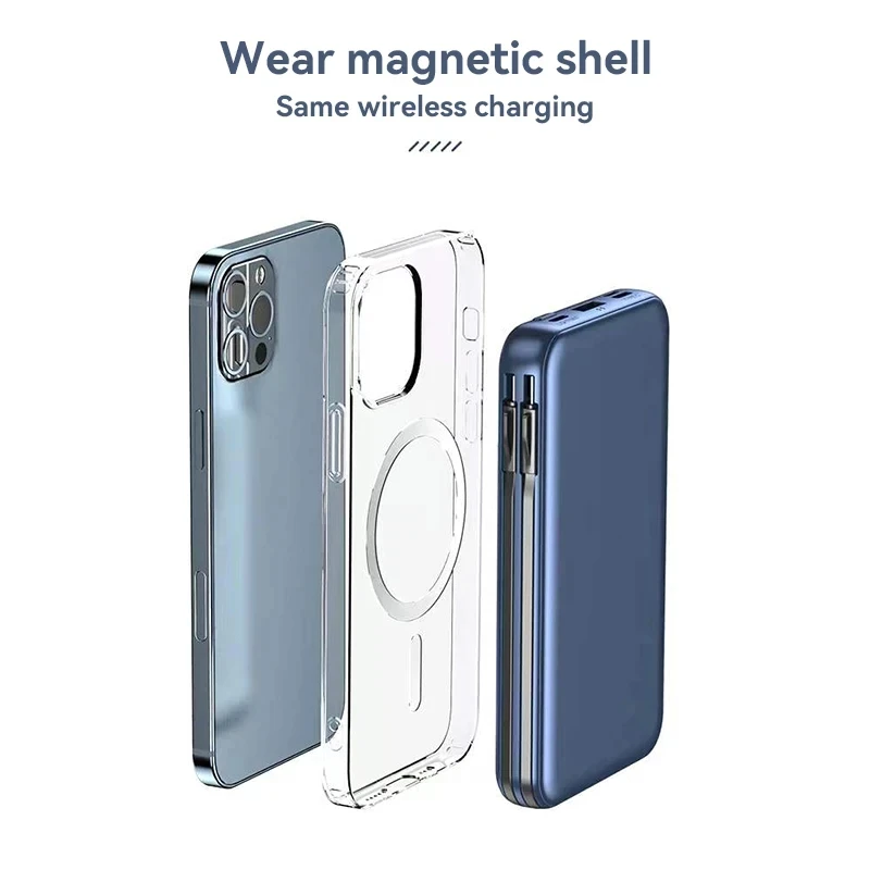 Xiaomi 50000mAh Power Bank Wireless Charging Magsafe Power Bank Magnetic Charging Built-in Cable For Iphone Huawei Samsung