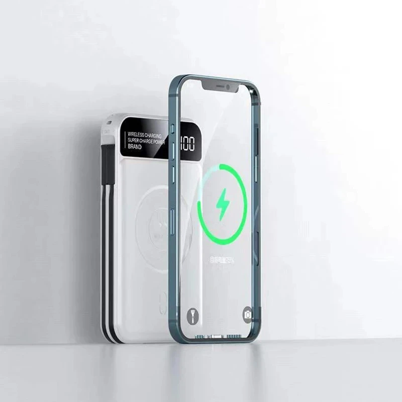 Xiaomi 50000mAh Power Bank Wireless Charging Magsafe Power Bank Magnetic Charging Built-in Cable For Iphone Huawei Samsung