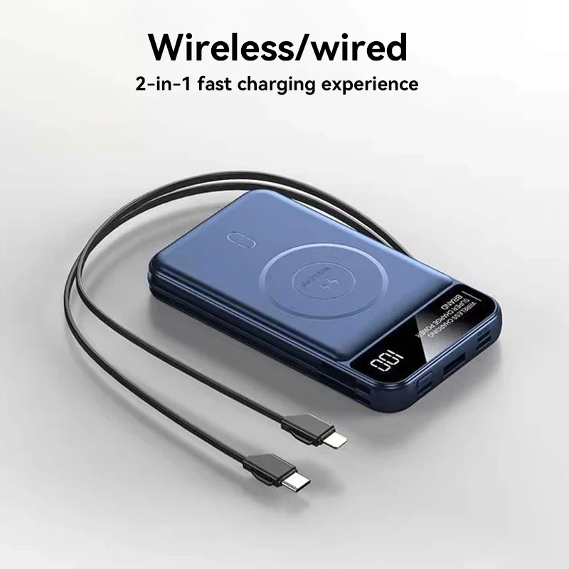 Xiaomi 50000mAh Power Bank Wireless Charging Magsafe Power Bank Magnetic Charging Built-in Cable For Iphone Huawei Samsung