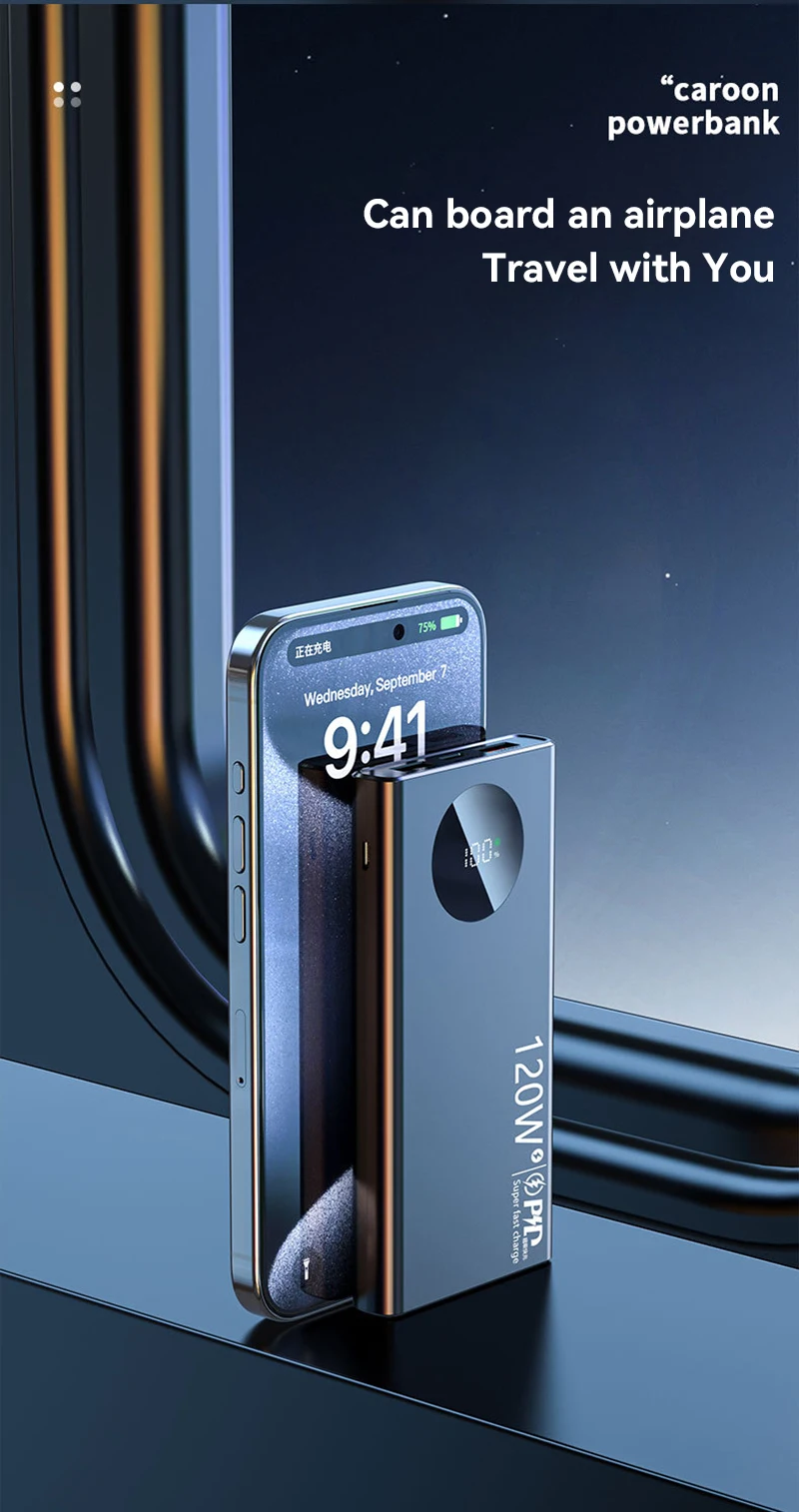 120W Super Fast Charging 500000mAh High Capacity Power Bank Thin Light Digital Display Power Bank For iPhone Samsung Huawei 2025