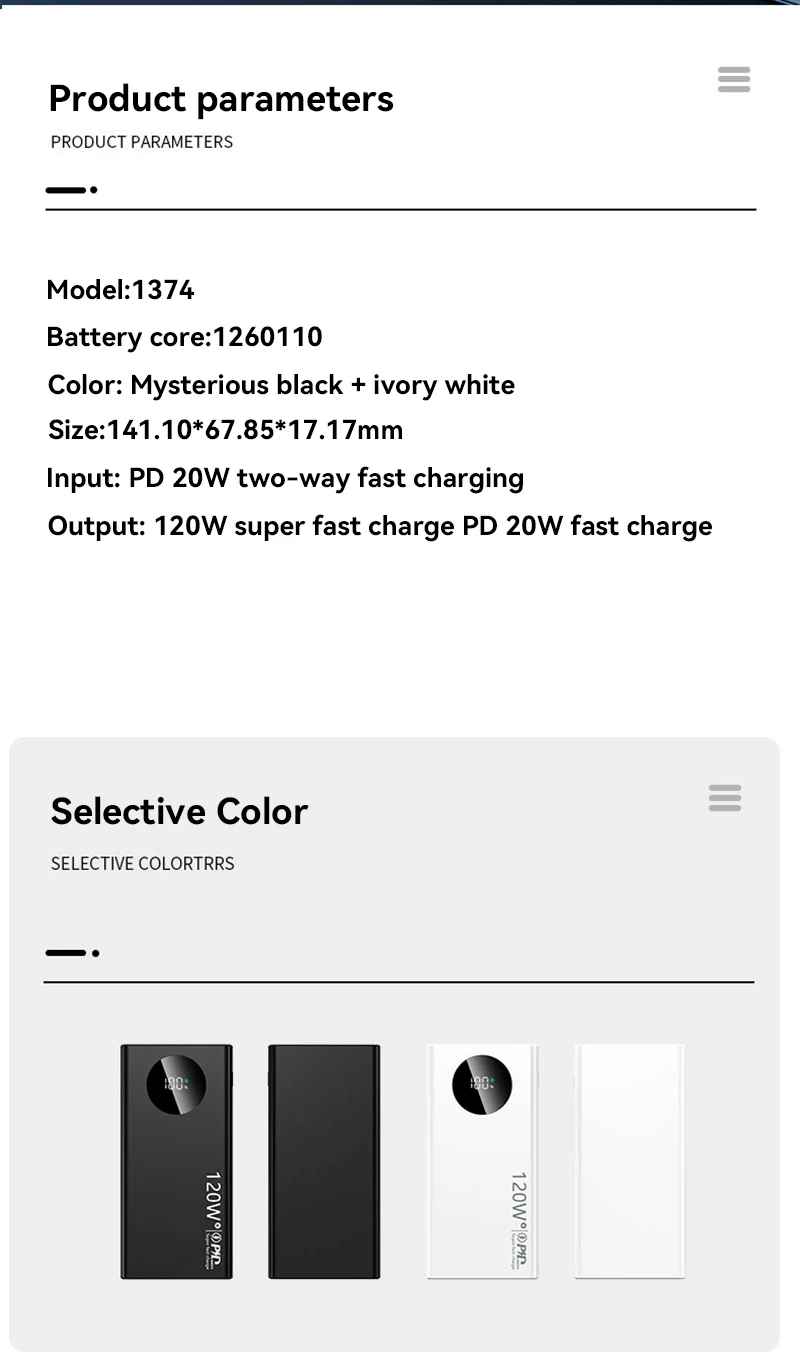 120W Super Fast Charging 500000mAh High Capacity Power Bank Thin Light Digital Display Power Bank For iPhone Samsung Huawei 2025