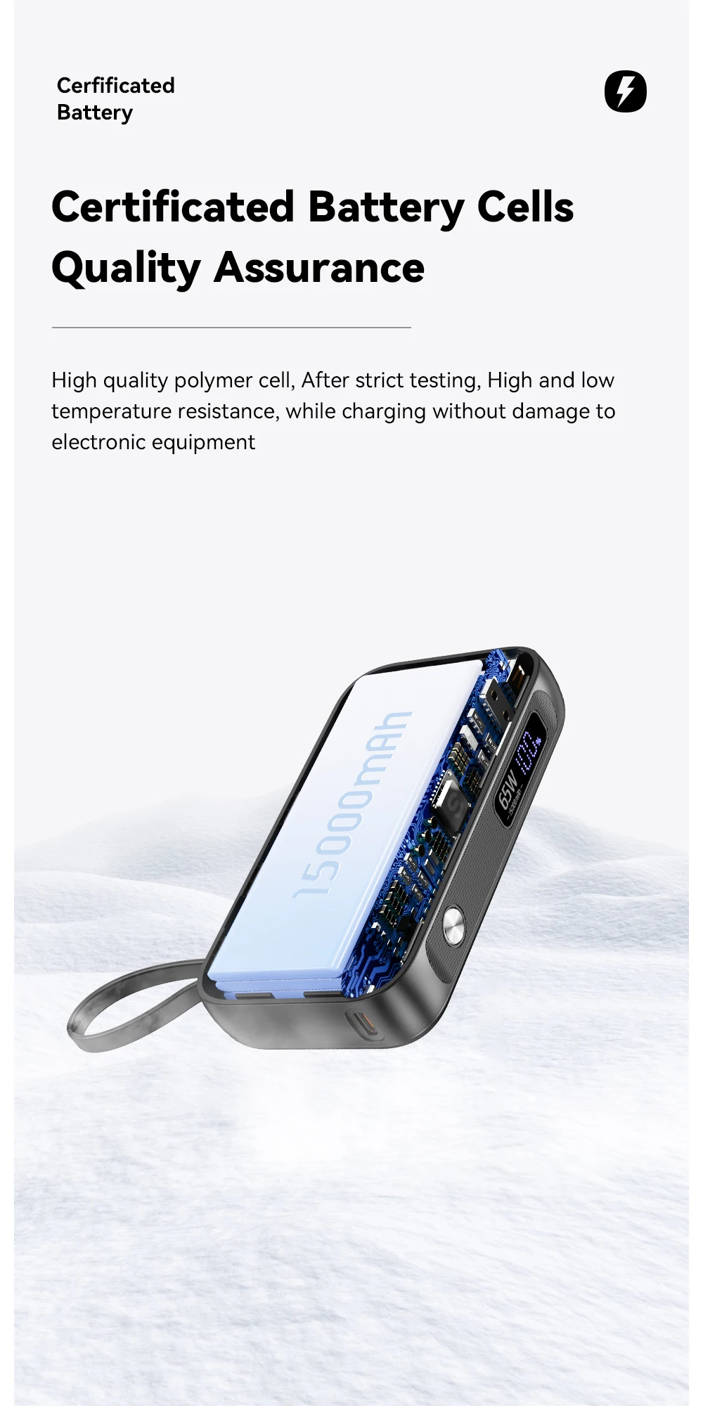 Essager Power Bank Portable 15000mAh in With USB C Cable External Spare Battery Pack for iPhone iPad Macbook 65W Fast Charger