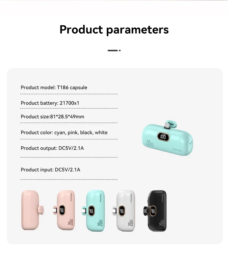 Xiaomi Mijia 30000mAh Mini Portable Power Bank Capsule Mobile Power Supply Emergency External Battery Fast Charger For iPhone 16