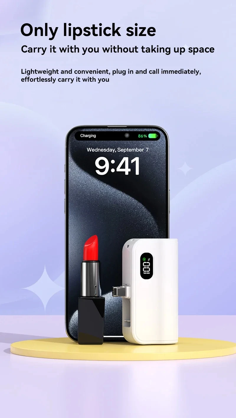Xiaomi Mini Power Bank 50000mAh 2-in-1 Large Capacity Digital Display Portable Fast Charging External Battery For Iphone Samsung