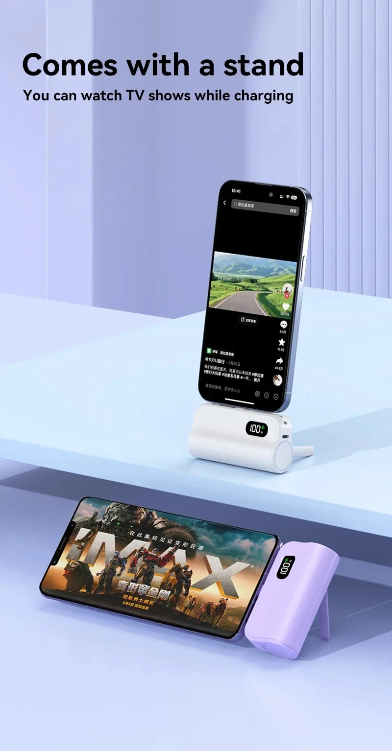 Xiaomi Mini Power Bank 50000mAh 2-in-1 Large Capacity Digital Display Portable Fast Charging External Battery For Iphone Samsung