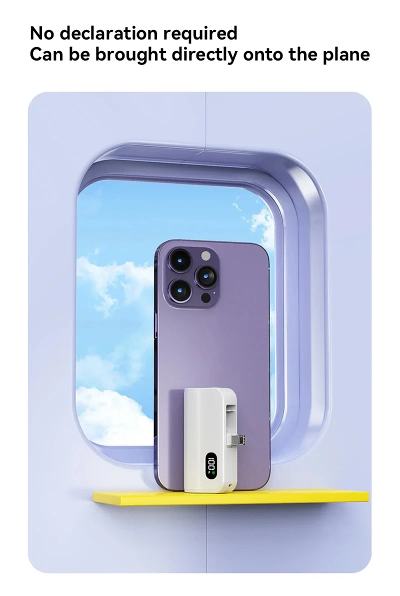 Xiaomi Mini Power Bank 50000mAh 2-in-1 Large Capacity Digital Display Portable Fast Charging External Battery For Iphone Samsung