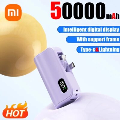 Xiaomi Mini Power Bank 50000mAh 2-in-1 Large Capacity Digital Display Portable Fast Charging External Battery For Iphone Samsung