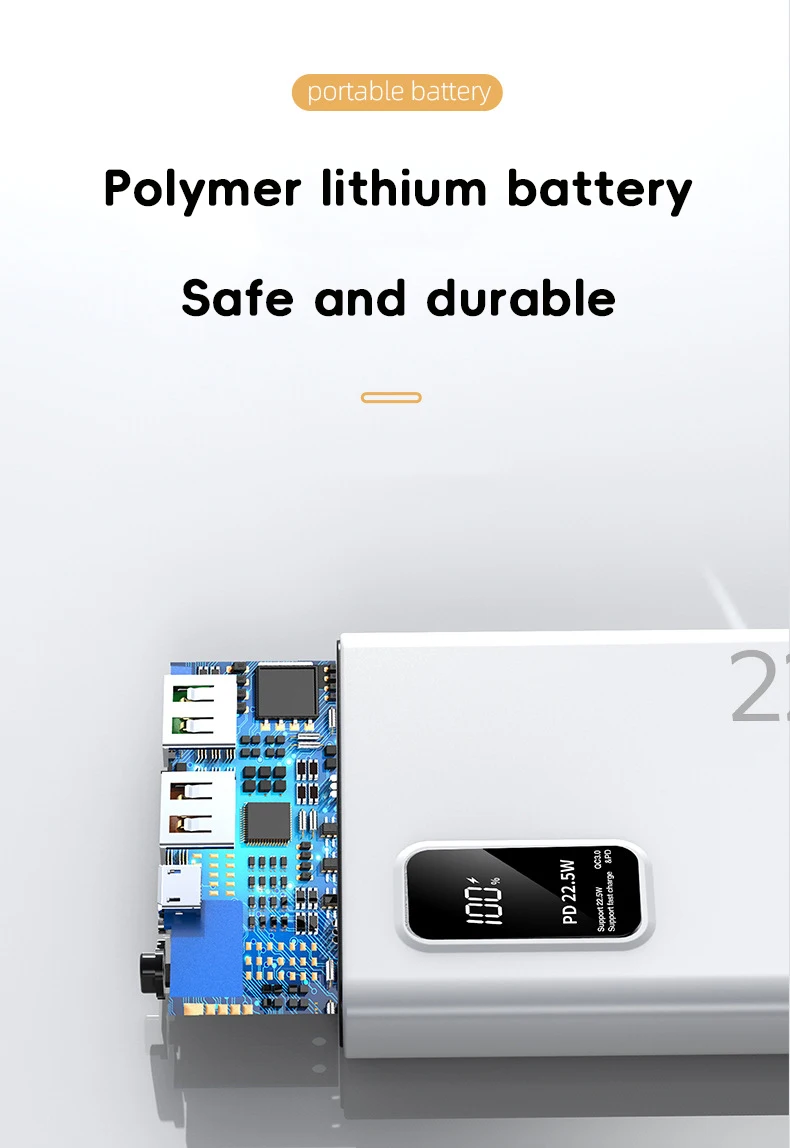 20000mAh Large Capacity Power Bank 22.5W USB C Fast Charger For iPhone Samsung Xiaomi 10000mAh Portable Mobile External Battery