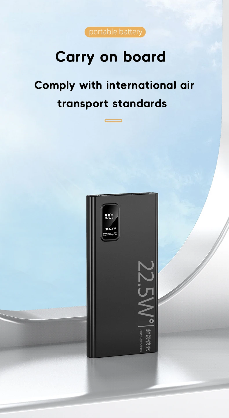 20000mAh Large Capacity Power Bank 22.5W USB C Fast Charger For iPhone Samsung Xiaomi 10000mAh Portable Mobile External Battery