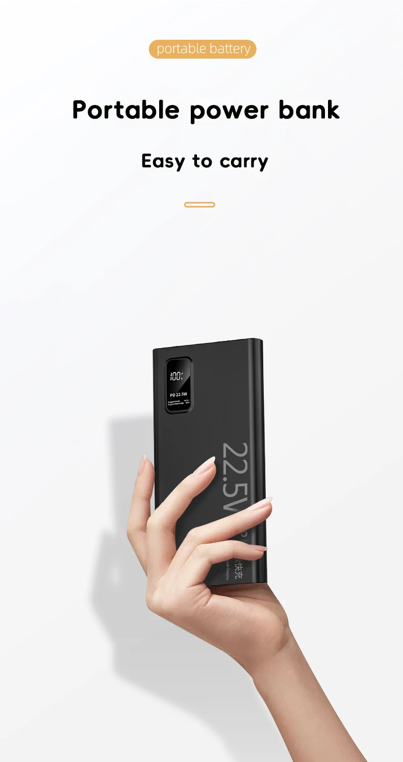 20000mAh Large Capacity Power Bank 22.5W USB C Fast Charger For iPhone Samsung Xiaomi 10000mAh Portable Mobile External Battery