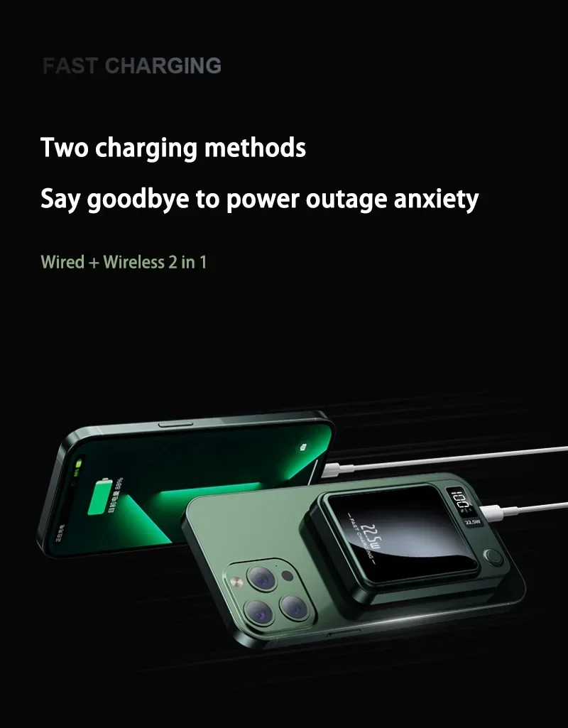 Xiaomi 100000mAh Magnetic Wireless Power Bank Fast Charger For Magsafe Portable Auxiliary Battery Pack For iphone Huawei Samsung