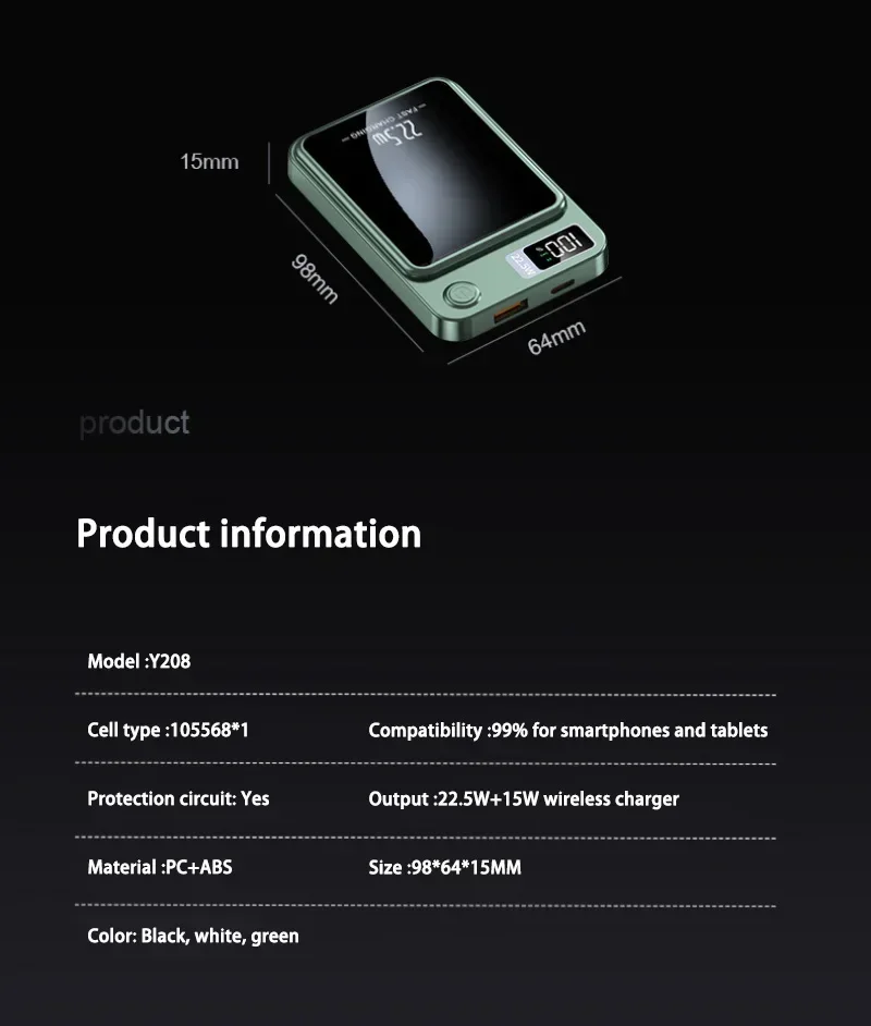 Xiaomi 100000mAh Magnetic Wireless Power Bank Fast Charger For Magsafe Portable Auxiliary Battery Pack For iphone Huawei Samsung