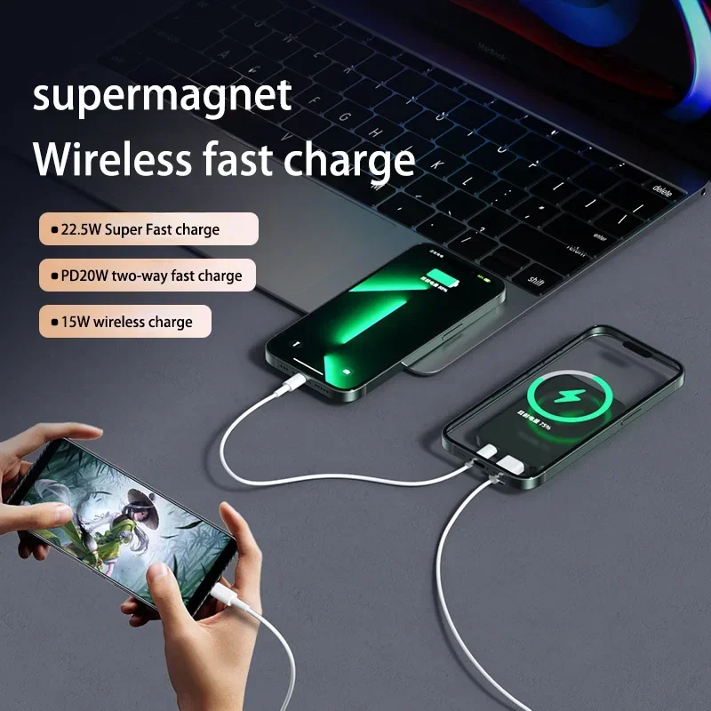 Xiaomi 100000mAh Magnetic Wireless Power Bank Fast Charger For Magsafe Portable Auxiliary Battery Pack For iphone Huawei Samsung