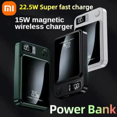 Xiaomi 100000mAh Magnetic Wireless Power Bank Fast Charger For Magsafe Portable Auxiliary Battery Pack For iphone Huawei Samsung