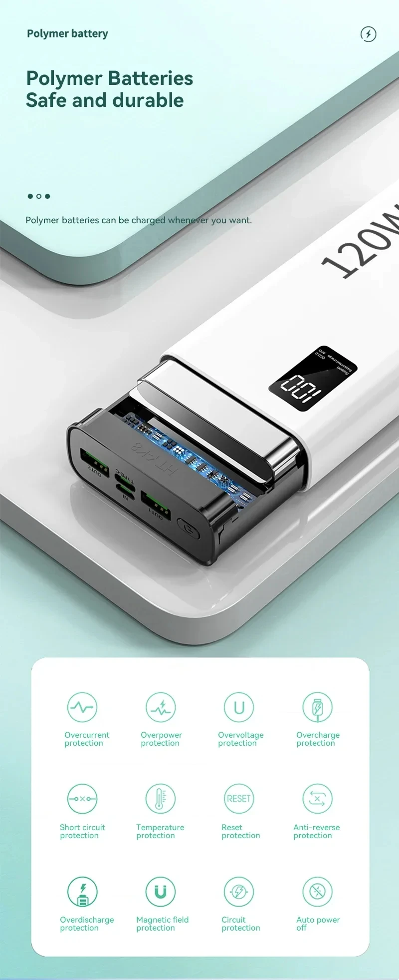 Xiaomi 120W Power Bank 50000mAh High Capacity Fast Charging Powerbank Portable Battery Charger For iPhone Samsung Huawei Hot