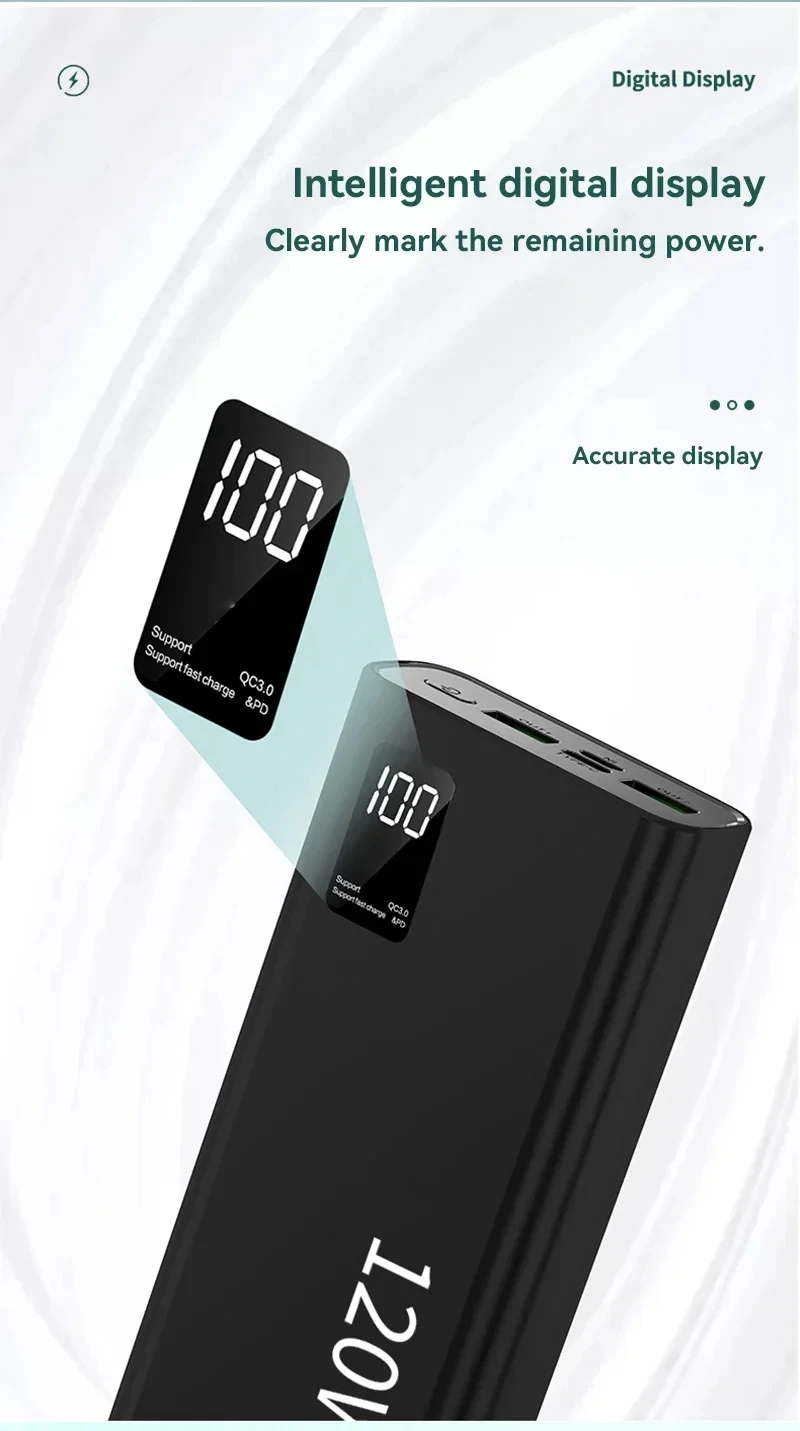 Xiaomi 120W Power Bank 50000mAh High Capacity Fast Charging Powerbank Portable Battery Charger For iPhone Samsung Huawei Hot