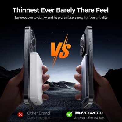 MOVESPEED S05 Magnetic Power Bank 5000mAh Slim Wireless External Batteryfor MagSafe Powerbank for iPhone 16 15 14 13 Samsung 24 - Image 2
