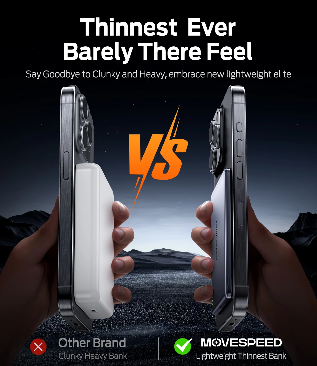 MOVESPEED S05 Magnetic Power Bank 5000mAh Slim Wireless External Batteryfor MagSafe Powerbank for iPhone 16 15 14 13 Samsung 24