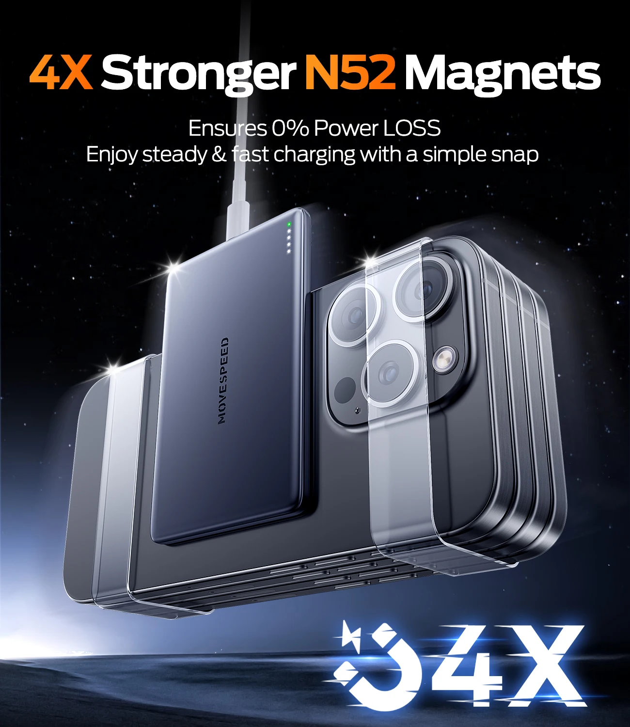 MOVESPEED S05 Magnetic Power Bank 5000mAh Slim Wireless External Batteryfor MagSafe Powerbank for iPhone 16 15 14 13 Samsung 24