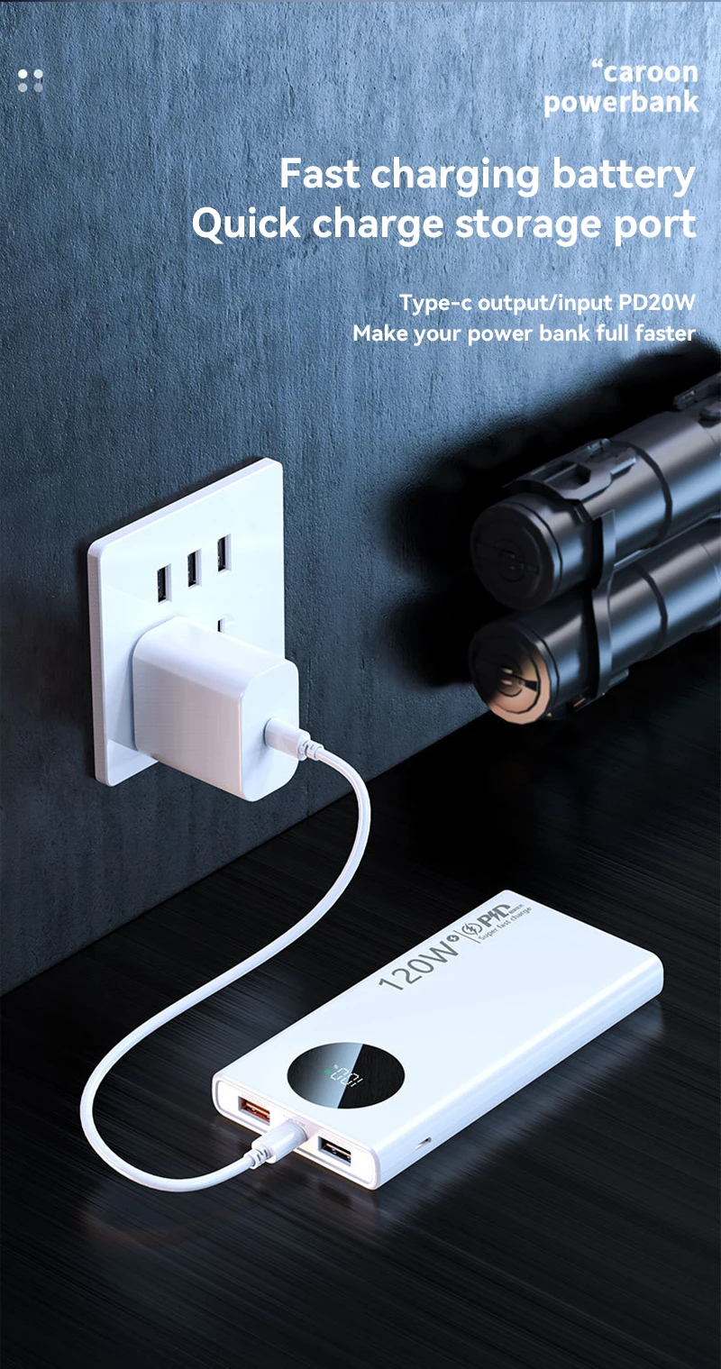 120W 500000mAh High Capacity Power Bank Fast Charging Powerbank Portable Battery Charger For iPhone Samsung Huawei 2025 New