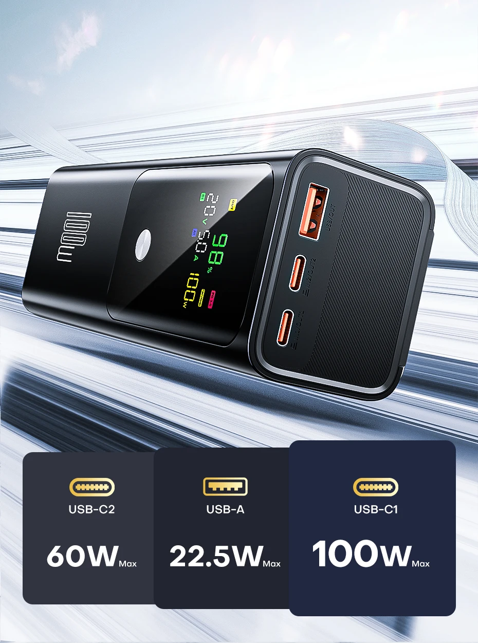 QOOVI PD 100W Power Bank 20000mAh External Battery Capacity Fast Charging Portable Charger Powerbank For Laptop iPhone Samsung