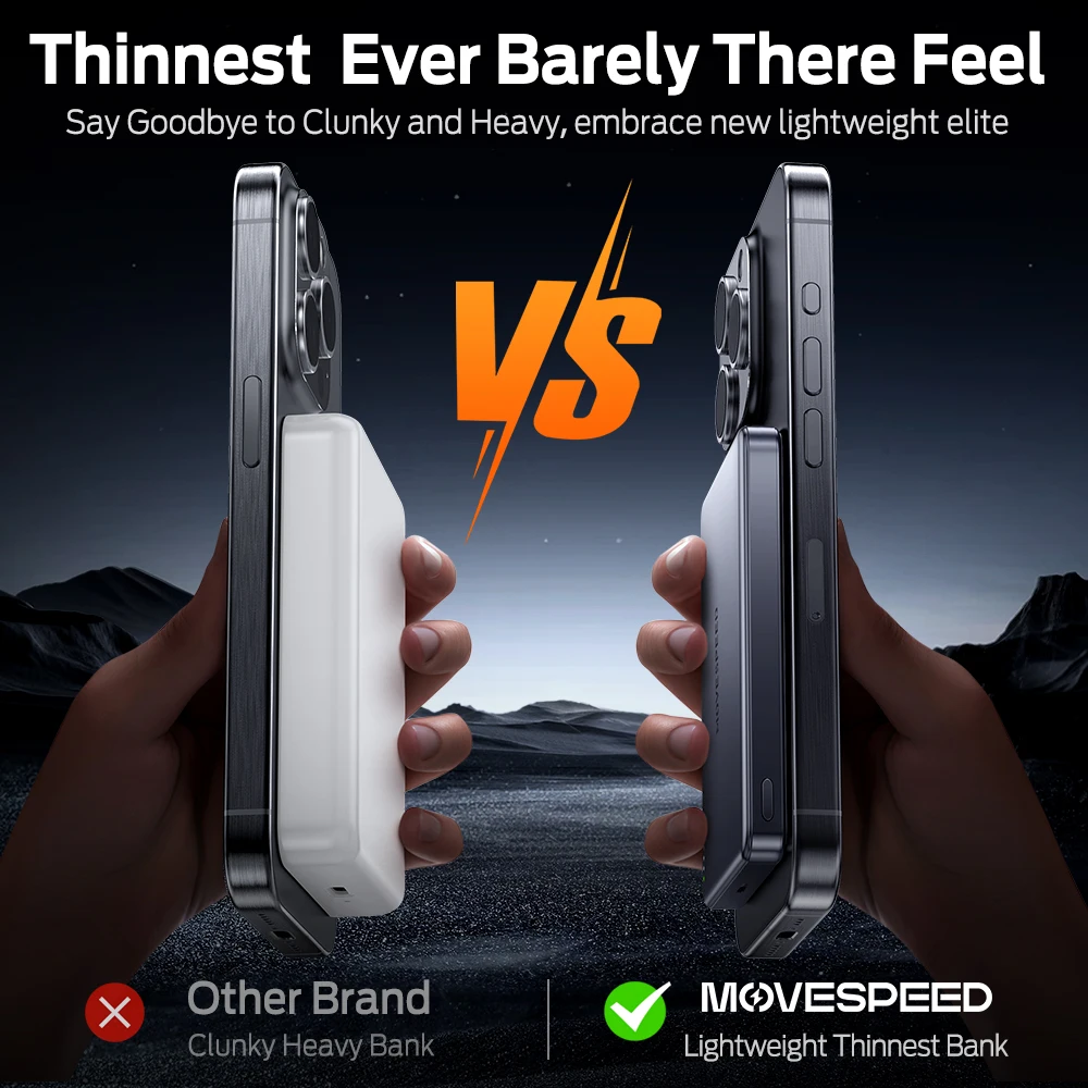 MOVESPEED S10 Slim Magnetic Power Bank 10000mAh PD20W Portable Charger Wireless External Battery for iPhone 16 Samsung Powerbank MOVESPEED S10 Slim Magnetic Power Bank 10000mAh PD20W Portable Charger Wireless External Battery for iPhone 16 Samsung Powerbank