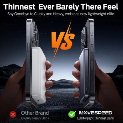 MOVESPEED S10 Slim Magnetic Power Bank 10000mAh PD20W Portable Charger Wireless External Battery for iPhone 16 Samsung Powerbank - Image 2