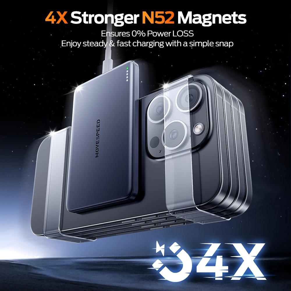 MOVESPEED S10 Slim Magnetic Power Bank 10000mAh PD20W Portable Charger Wireless External Battery for iPhone 16 Samsung Powerbank MOVESPEED S10 Slim Magnetic Power Bank 10000mAh PD20W Portable Charger Wireless External Battery for iPhone 16 Samsung Powerbank