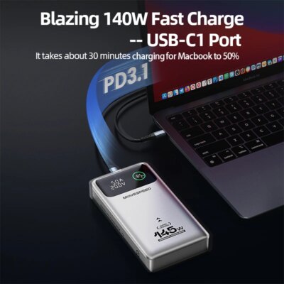 MOVESPEED M25Pro 140W Power Bank 25000mAh Type C Fast Charge Portable External Battery 100W PowerBank for iPhone MacBook Laptop - Image 2