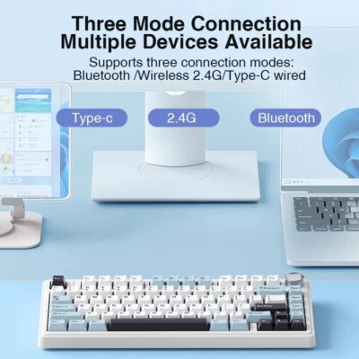 AULA F75 2.4G Wireless/Bluetooth/Wired Gaming Mechanical Keyboard RGB Customized 75% Layout OEM Profile Gasket Structure - Image 2