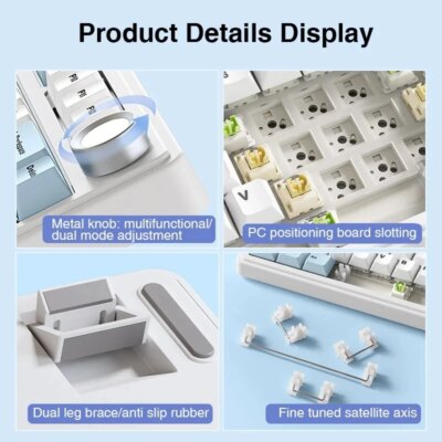 AULA F75 2.4G Wireless/Bluetooth/Wired Gaming Mechanical Keyboard RGB Customized 75% Layout OEM Profile Gasket Structure - Image 5