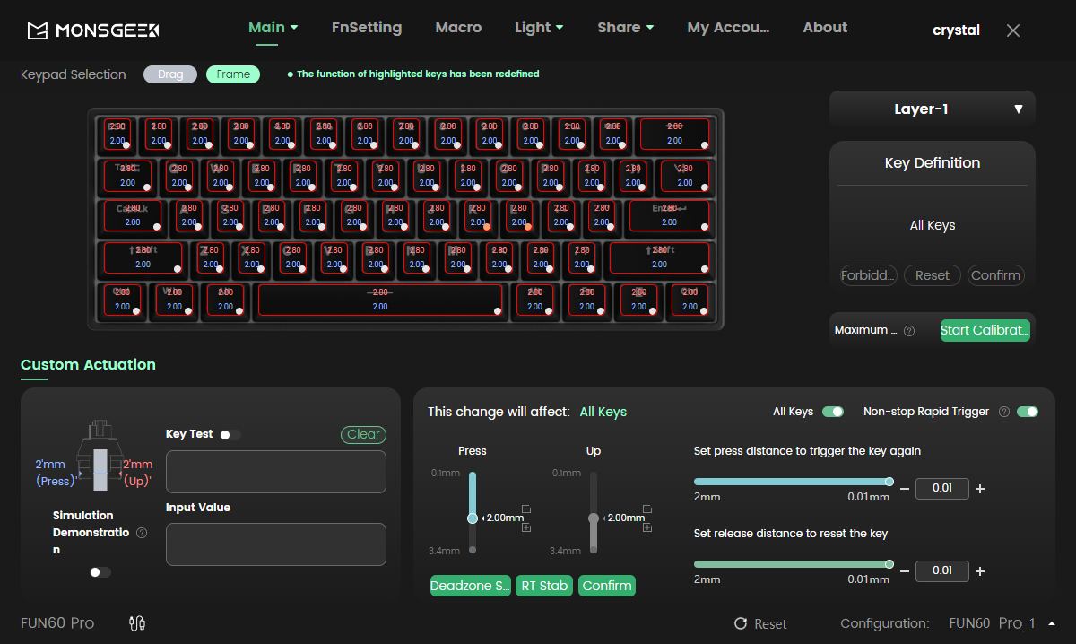 Akko MonsGeek FUN60 Mechanical Keyboard Magnetic Switch 60% Gaming Keyboards Rapid Trigger 0.01mm 8K ARGB HE/TMR Custom Keyboard
