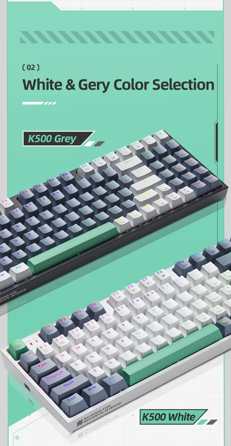 Machenike K500 Mechanical Keyboard Gaming Keyboard Wired Keyboard Hot Swappable 94 Keys RGB Light Mac Windows