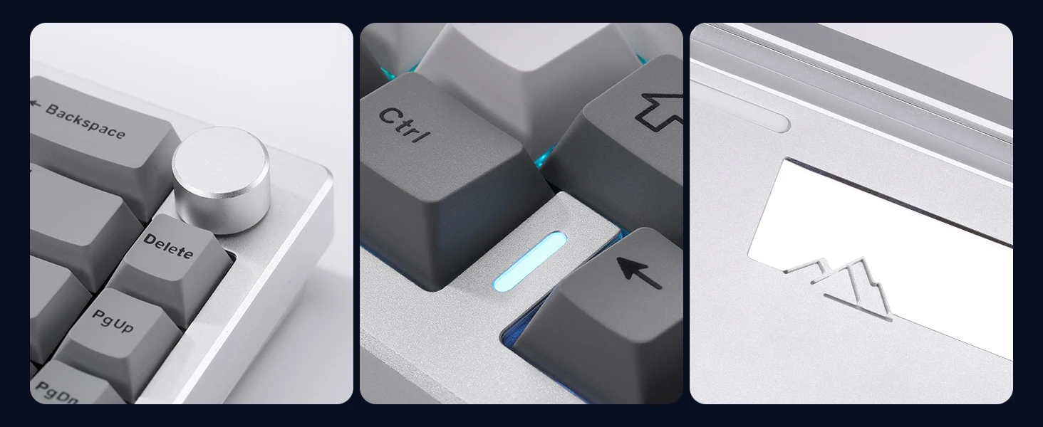 YUNZII AL68 Silver Wireless Custom Mechanical Keyboard, QMK/VIA Aluminum Keyboard, Hot Swap Gasket Gaming Keyboard with Knob