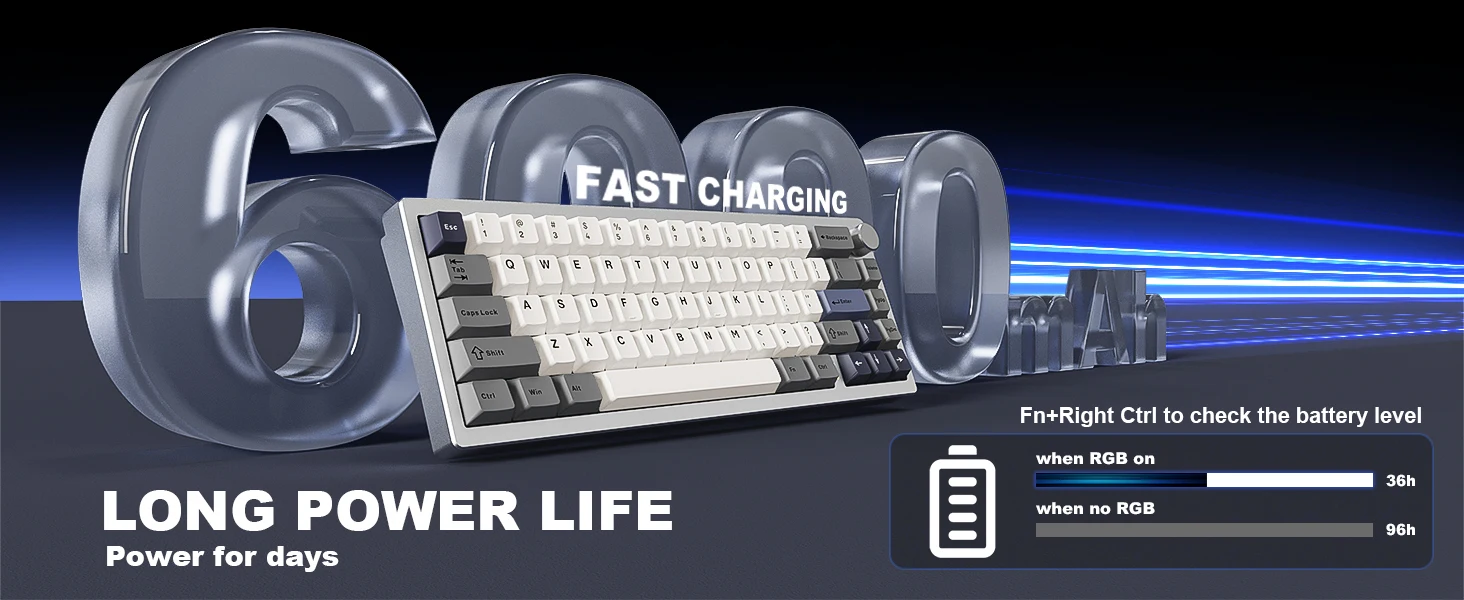 YUNZII AL68 Silver Wireless Custom Mechanical Keyboard, QMK/VIA Aluminum Keyboard, Hot Swap Gasket Gaming Keyboard with Knob