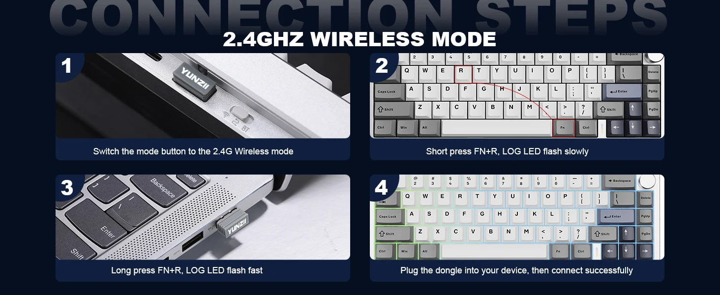 YUNZII AL68 Silver Wireless Custom Mechanical Keyboard, QMK/VIA Aluminum Keyboard, Hot Swap Gasket Gaming Keyboard with Knob