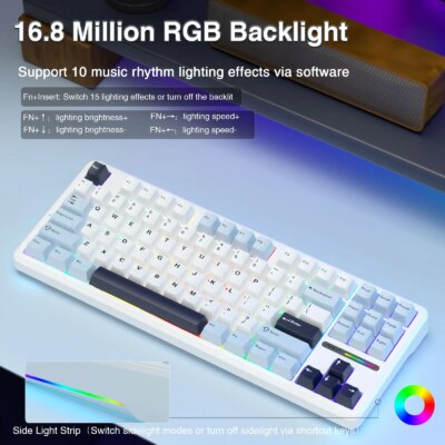 AULA F87 Wireless Keyboard 87 Keys Compact TKL 3 Modes Gasket Gaming Keyboard Hot-Swap RGB Custom RGB Backlit Bluetooth Keyboard - Image 6