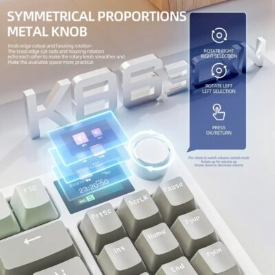 Attack Shark K86 Wireless Mechanical Keyboard 75% Layout Full Key Hot-swappable TFT Screen Metal Knob Macro Defined Keyboard - Image 4
