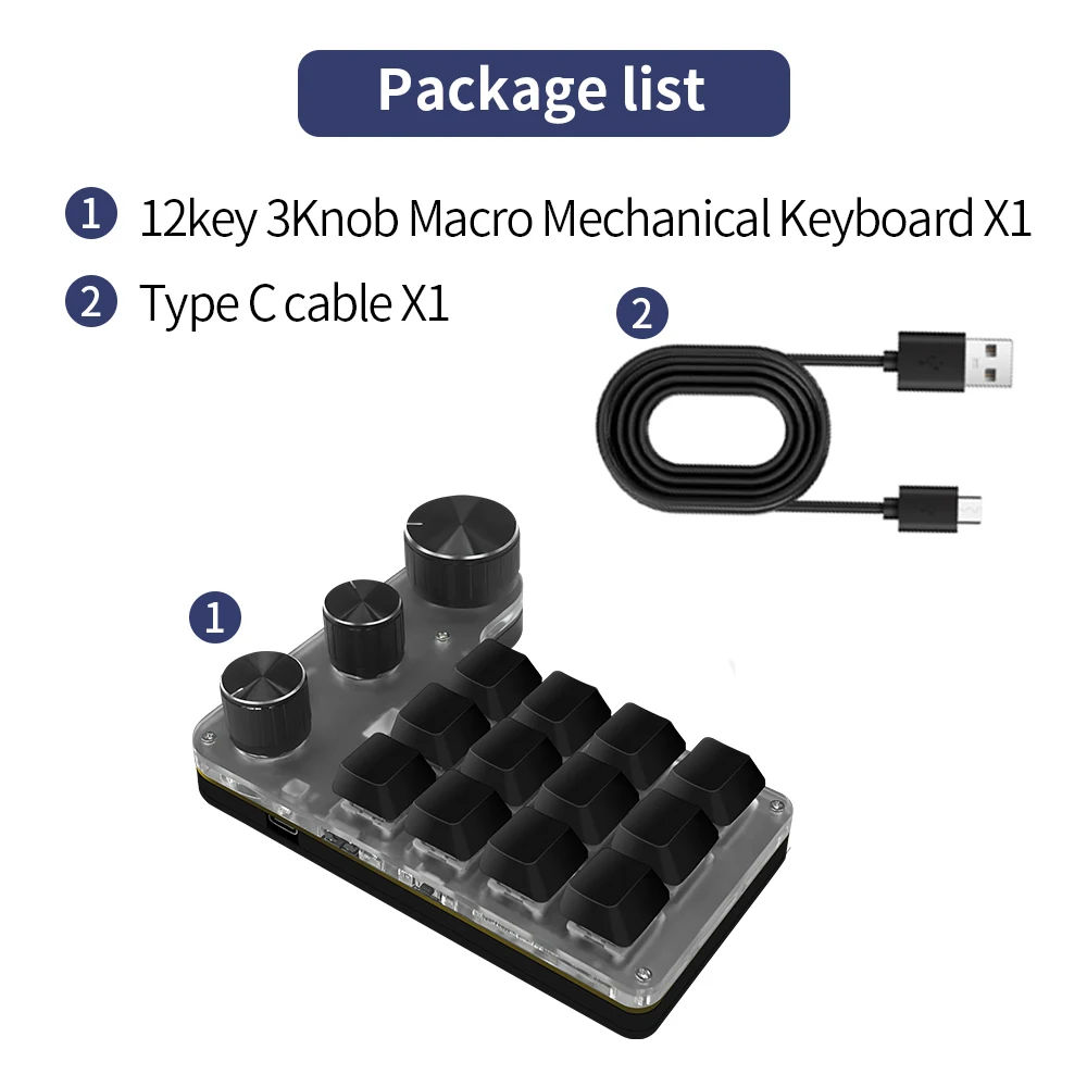 Bluetooth Programming Macro Custom 3 Knob Keyboard RGB 12 Key Copy Paste Photoshop Gaming Keypad Mechanical Hotswap Macropad