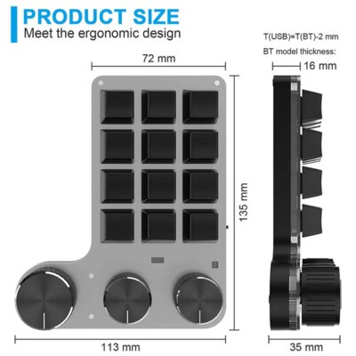 Bluetooth Programming Macro Custom 3 Knob Keyboard RGB 12 Key Copy Paste Photoshop Gaming Keypad Mechanical Hotswap Macropad - Image 6