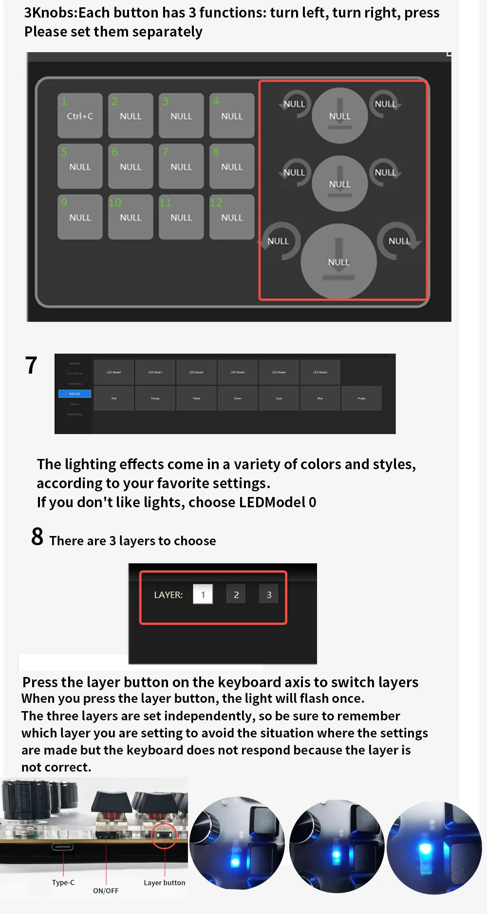 Bluetooth Programming Macro Custom 3 Knob Keyboard RGB 12 Key Copy Paste Photoshop Gaming Keypad Mechanical Hotswap Macropad