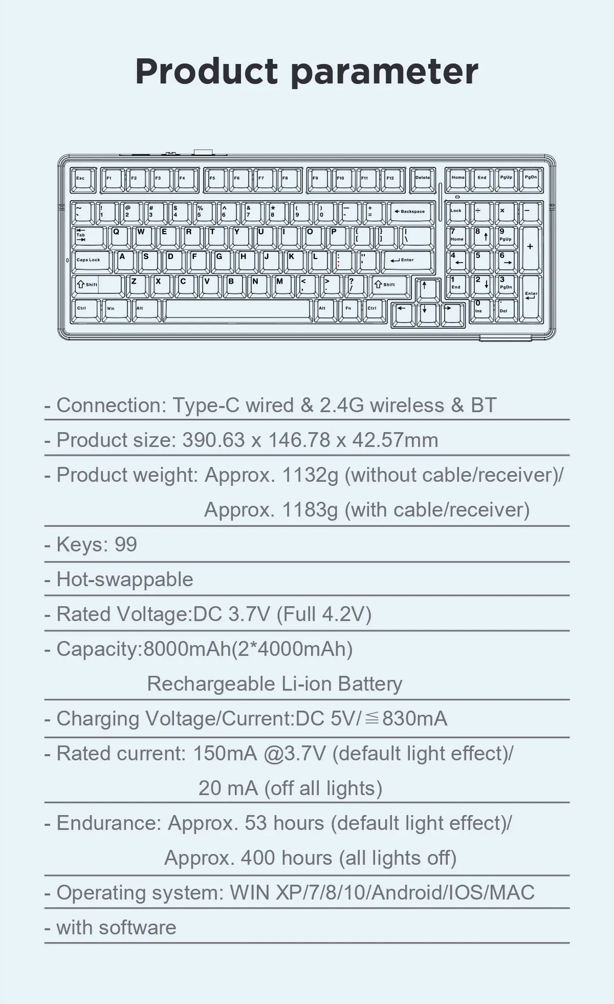 AULA F99 Wireless Mechanical Keyboard Tri-Mode Hot Swappable Custom Keyboard Gasket Structure for PC/Tablet/Xbox/PS4/PS5