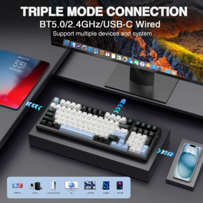 AULA F99 Wireless Mechanical Keyboard Tri-Mode Hot Swappable Custom Keyboard Gasket Structure for PC/Tablet/Xbox/PS4/PS5 - Image 5