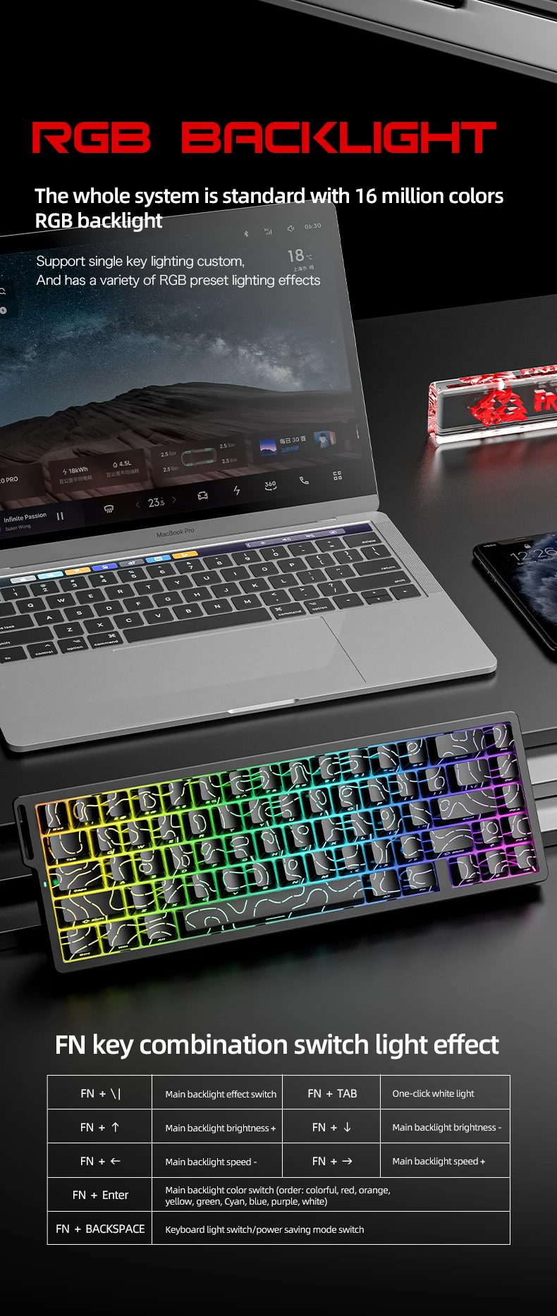 F68Pro 8K Mechanical Keyboard Magnetic Switch Wired&Wireless 68% Gaming Keyboards Rapid Trigger RGB Customs Keyboards