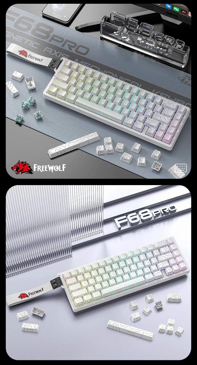 F68Pro 8K Mechanical Keyboard Magnetic Switch Wired&Wireless 68% Gaming Keyboards Rapid Trigger RGB Customs Keyboards